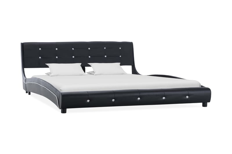 Säng med madrass svart konstläder 160x200 cm - Svart - Ramsäng