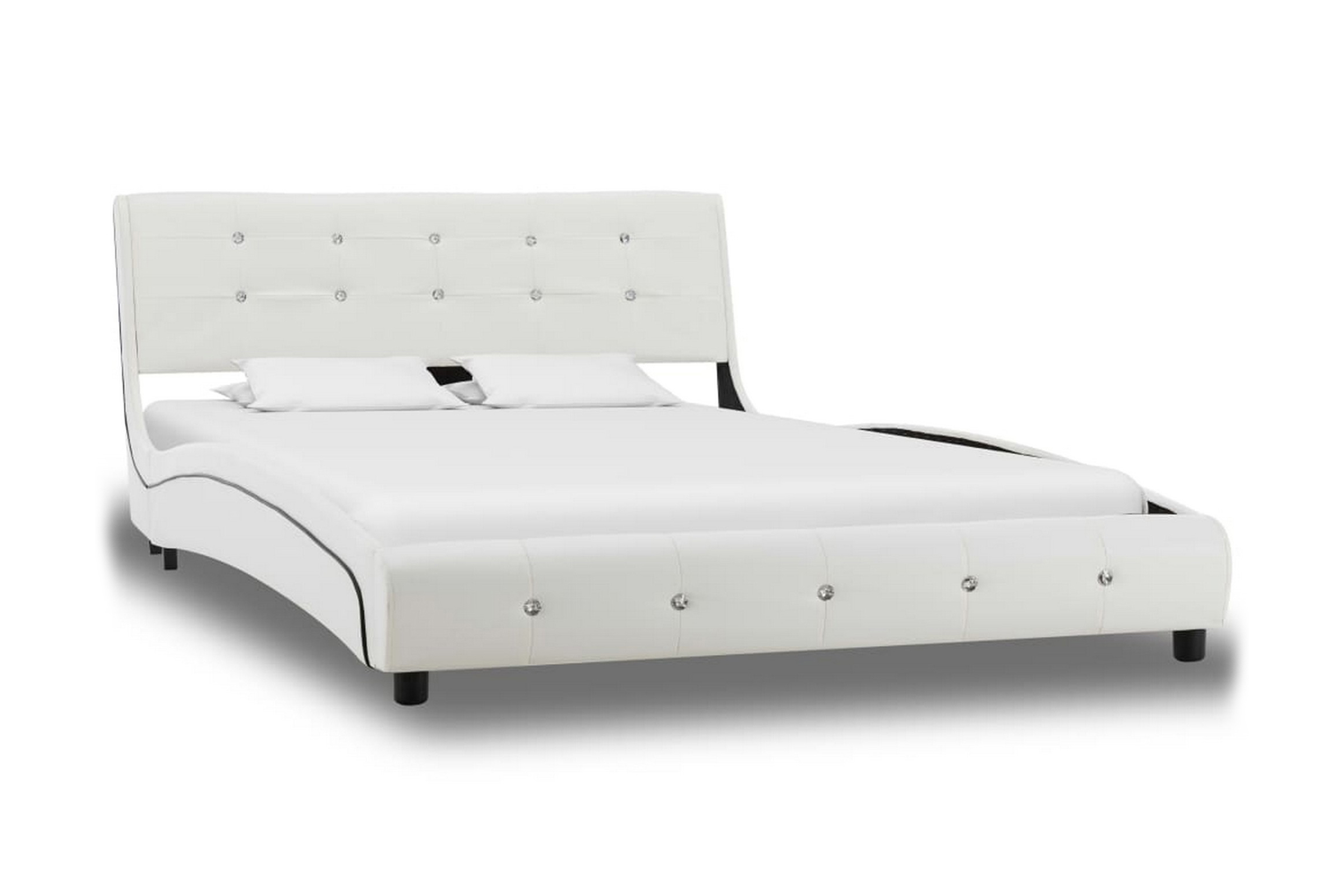 Säng med madrass vit konstläder 120×200 cm – Vit