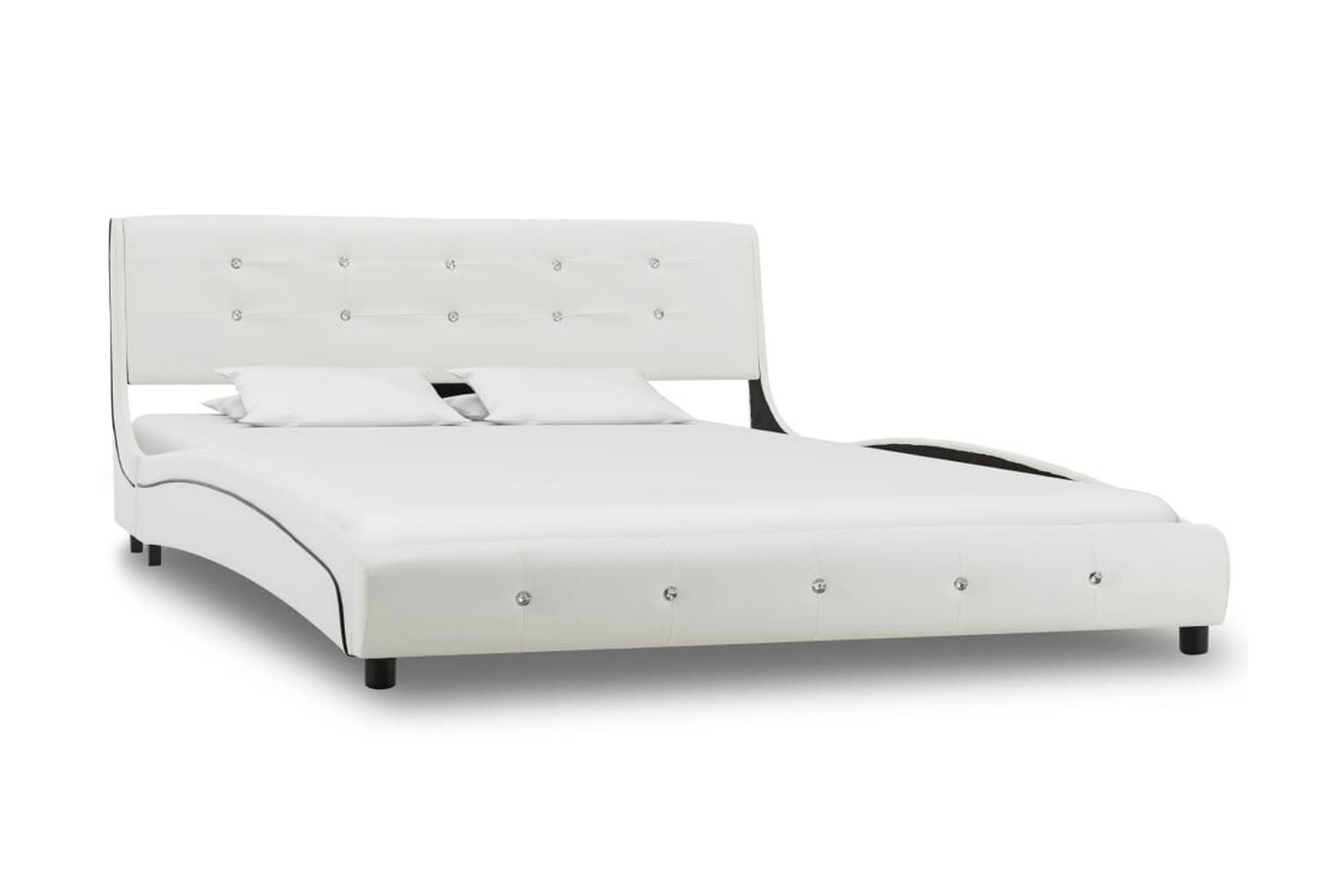 Säng med madrass vit konstläder 140×200 cm – Vit