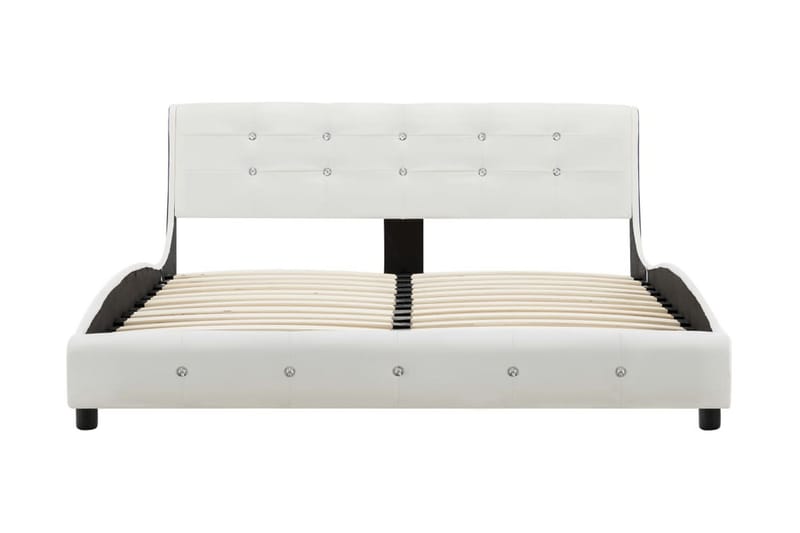 Säng med madrass vit konstläder 140x200 cm - Vit - Ramsäng