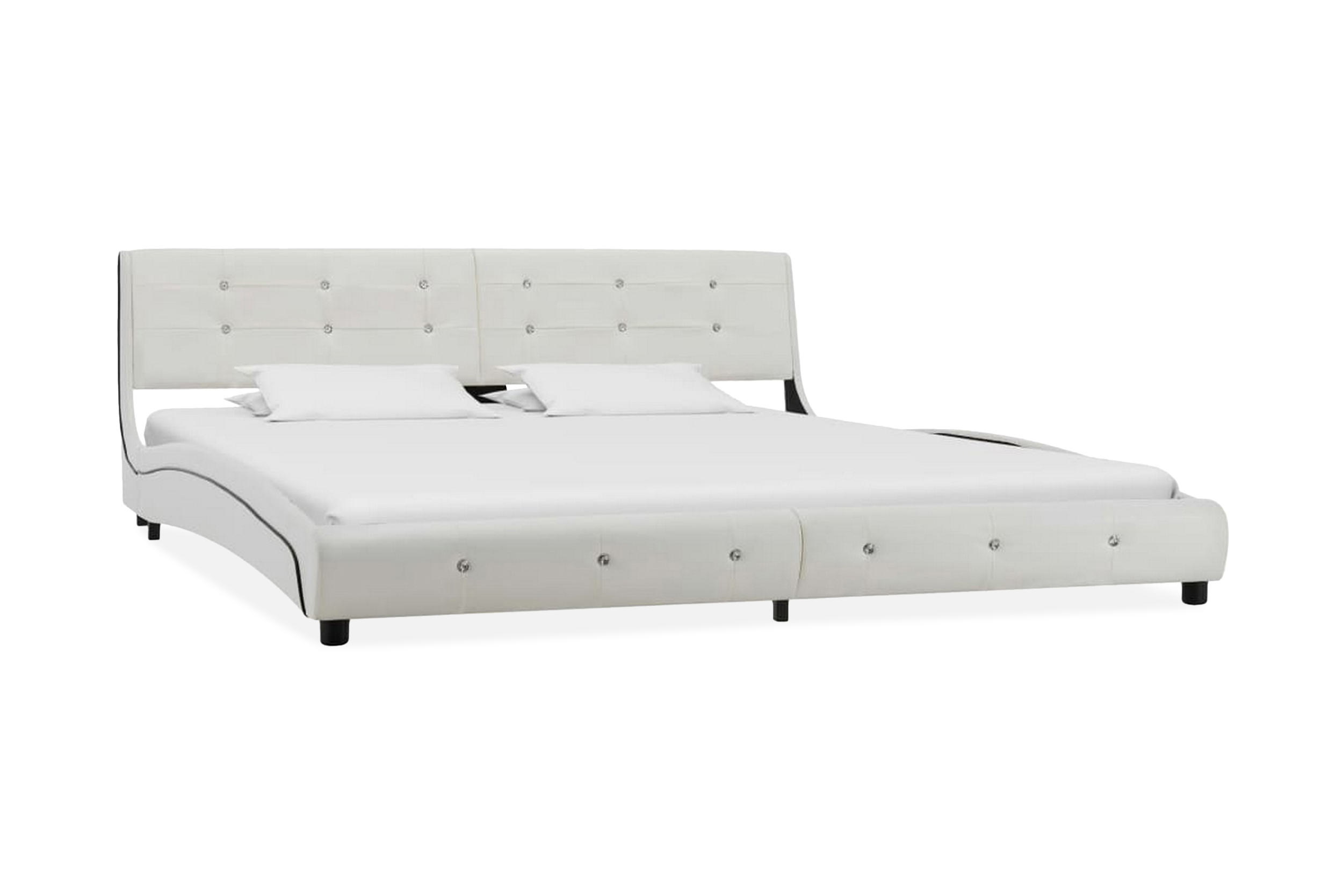 Säng med madrass vit konstläder 180×200 cm – Vit