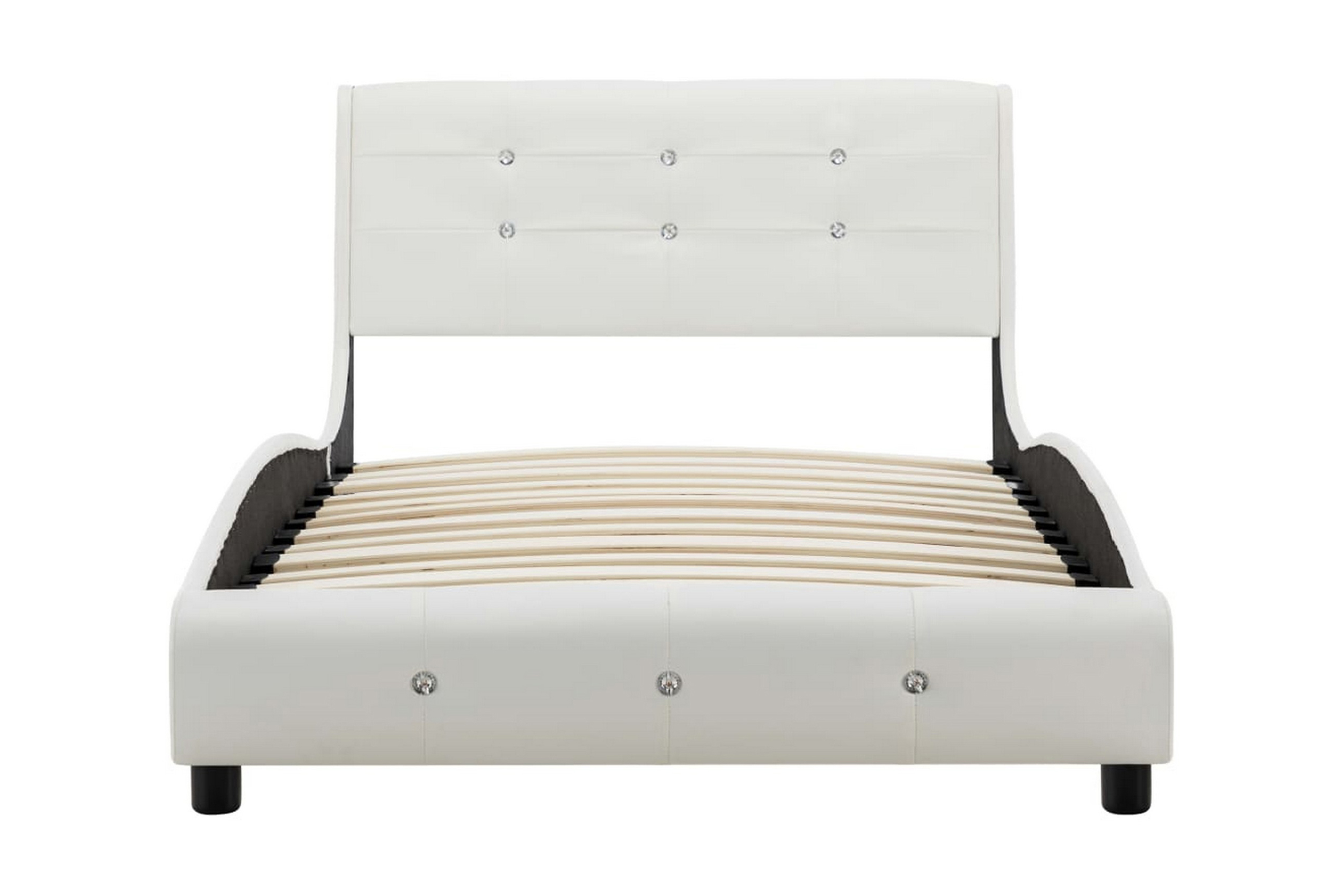 Säng med madrass vit konstläder 90×200 cm – Vit