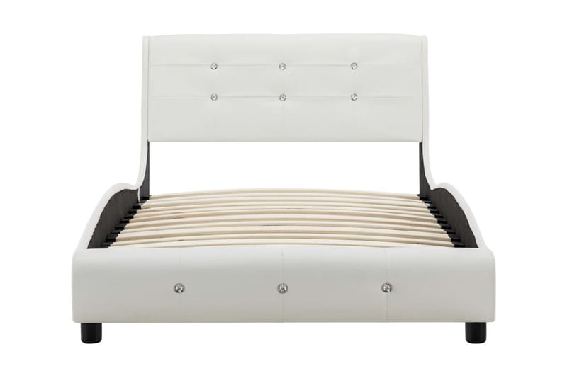 Säng med madrass vit konstläder 90x200 cm - Vit - Ramsäng