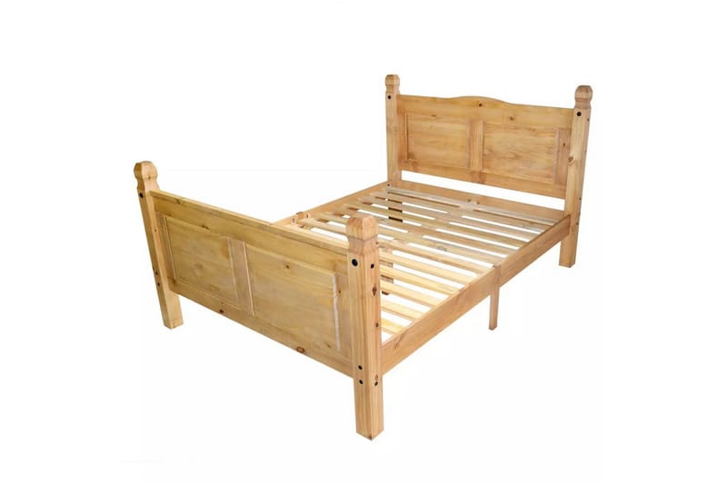 Säng med memoryskummadrass mexikansk stil furu 160x200 cm - Brun - Ramsäng