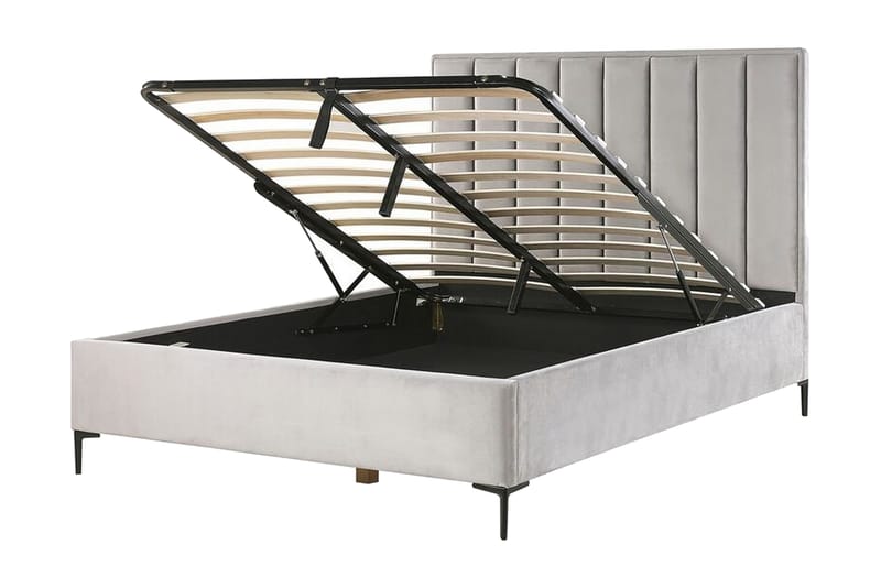 Sezanne Ramsäng 160x200 cm med Förvaring - Sammet/Grå - Möbler - Sovrum - Sängar - Ramsäng