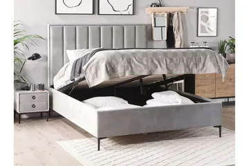 Sezanne Ramsäng 160x200 cm med Förvaring - Sammet/Grå - Möbler - Sovrum - Sängram & sängstomme