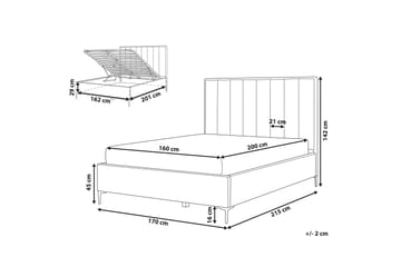Sezanne Ramsäng 160x200 cm med Förvaring - Sammet/Grå - Möbler - Sovrum - Sängram & sängstomme