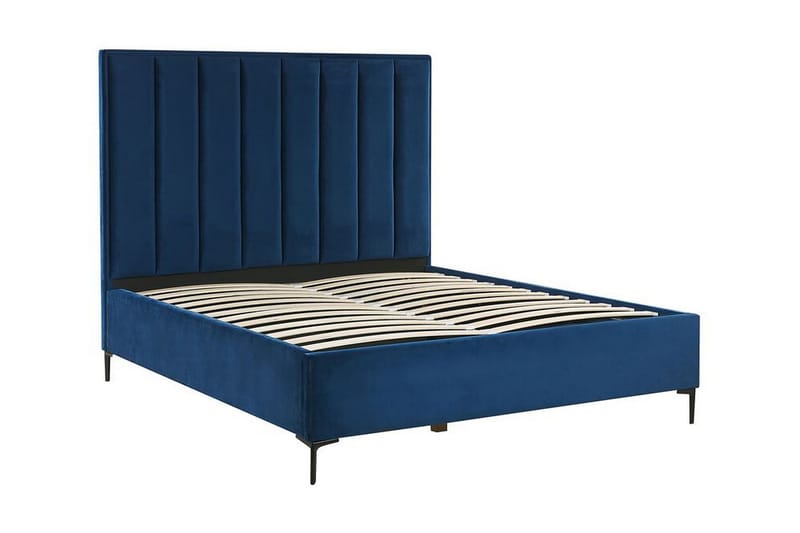 Sovrumsset dubbelsäng 140x200 cm marinblå SEZANNE - Blå - Möbler - Sovrum - Sängar - Ramsäng