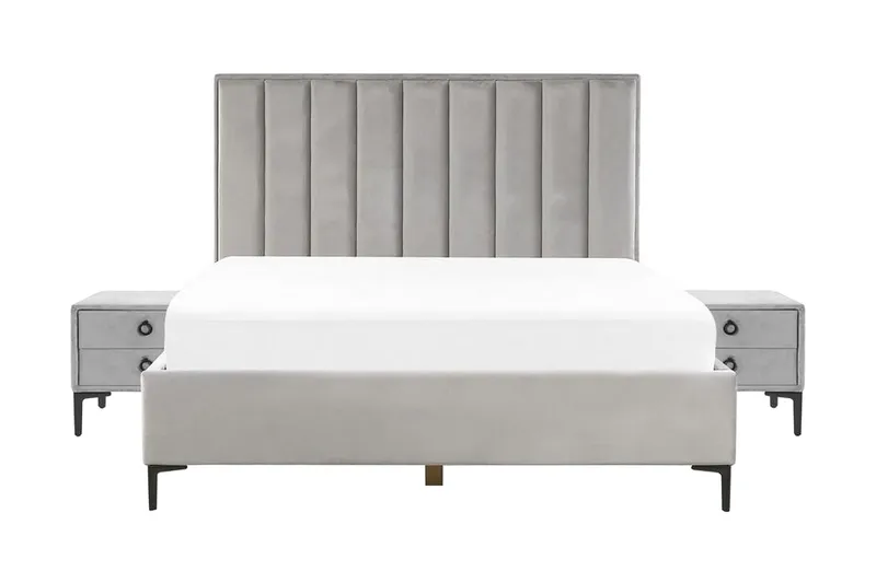 Sovrumsset dubbelsäng 180x200 cm grå SEZANNE, Grå