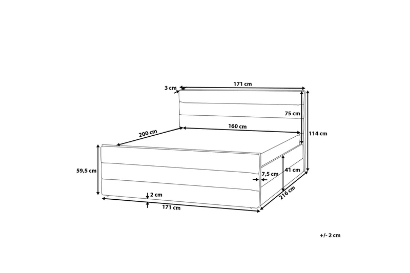Valbonne Dubbelsäng 160 200 cm - Grå - Möbler - Sovrum - Sängram & sängstomme