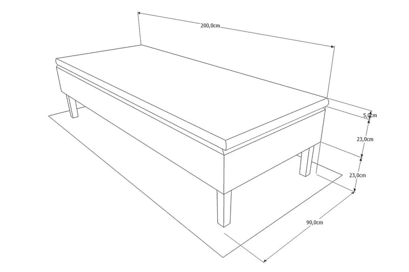 Viken Bas Ramsäng 80x200 cm - Grå/Valnöt - Möbler - Sovrum - Sängar - Ramsäng