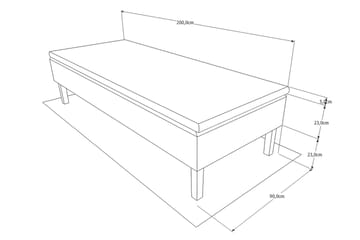 Viken Bas Ramsäng 80x200 cm - Grå/Valnöt - Möbler - Sovrum - Sängar - Ramsäng
