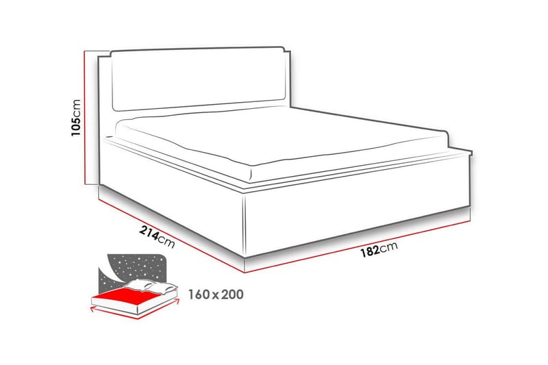 RARICK Ramsäng 182 LED-belysning Vit/Grå - Vit/Grå|Vit LED - Ramsäng
