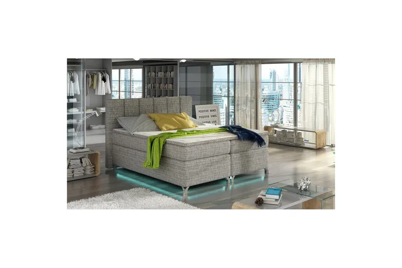 Resårbotten Eltap Basilio med LED, Berlin 01, Grå, 160x200 cm