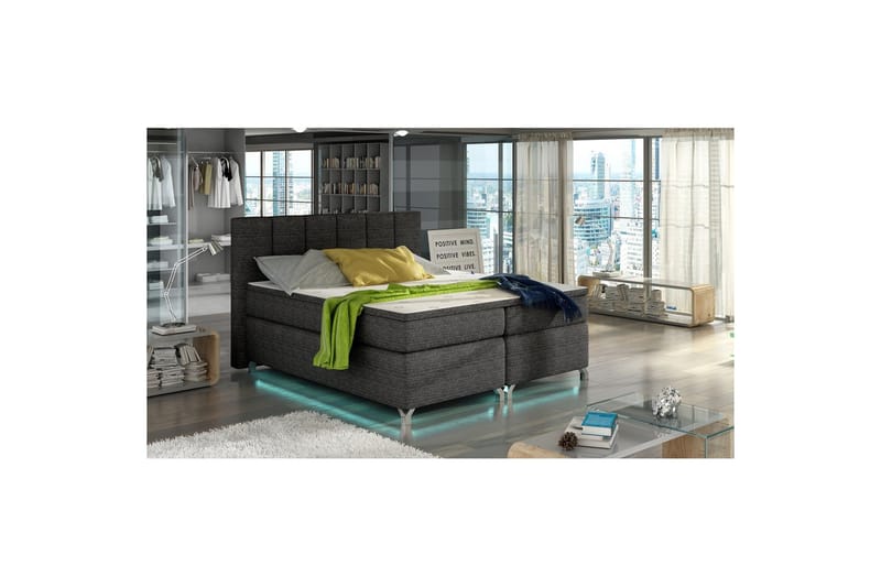 Resårbotten Eltap Basilio med LED - Berlin 02, Mörkgrå, 140x200 cm - Möbler - Sovrum - Sängar - Komplett Sängpaket