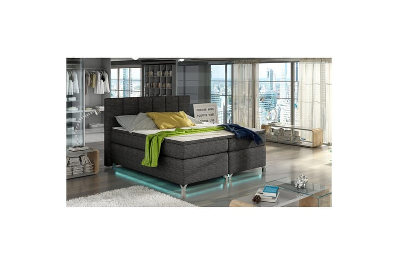 Resårbotten Eltap Basilio med LED, Berlin 02, Mörkgrå, 160x200 cm