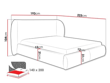 Riona Sängram 140x200 cm - Vit - Möbler - Sovrum - Sängar - Sängar med förvaring