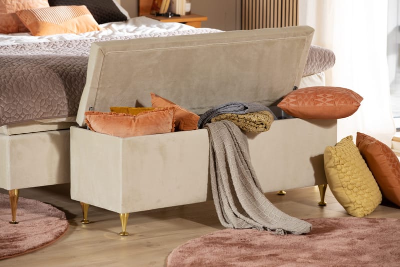 Royal Velvet Komplett Sängpaket 160x200 cm - Beige med låga silverben - Möbler - Sovrum - Sängar - Kontinentalsängar