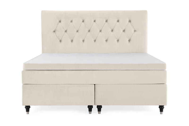Royal Velvet Komplett Sängpaket 160x200 cm, Beige med svarta svarvade ben