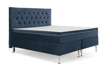 Royal Velvet Komplett Sängpaket 160x200 cm - Mörkblå med Höga Guldben - Möbler - Sovrum - Sängar - Komplett Sängpaket