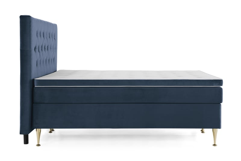 Royal Velvet Komplett Sängpaket 160x200 cm - Mörkblå med Höga Guldben - Möbler - Sovrum - Sängar - Komplett Sängpaket