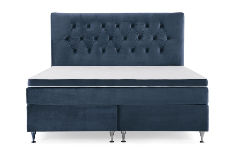 Royal Velvet Komplett Sängpaket 160x200 cm, Mörkblå med Låga Silverben