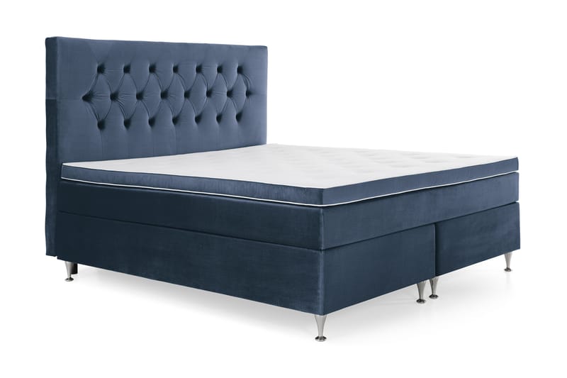 Royal Velvet Komplett Sängpaket 160x200 cm - Mörkblå med Låga Silverben - Möbler - Sovrum - Sängar - Komplett Sängpaket