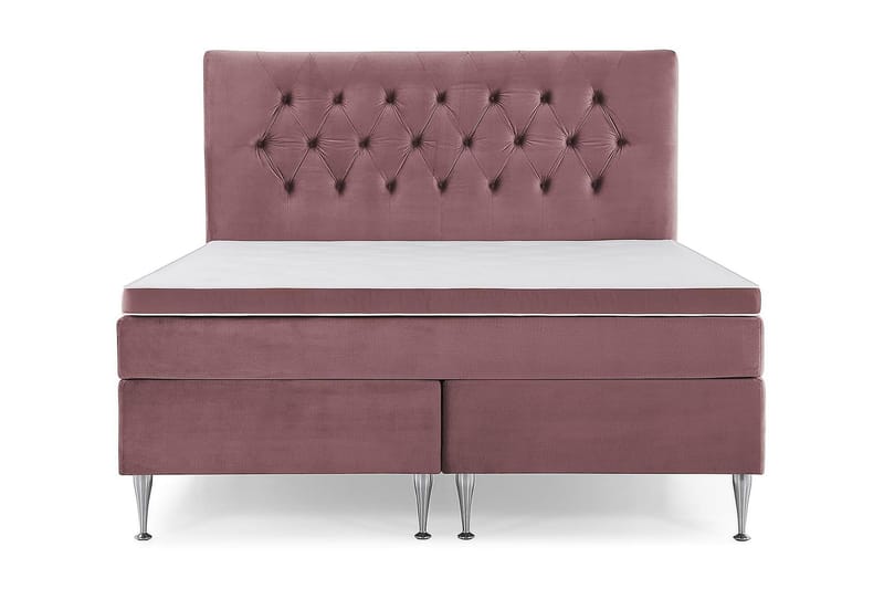 Royal Velvet Komplett Sängpaket 160x200 cm, Rosa med Höga Silverben