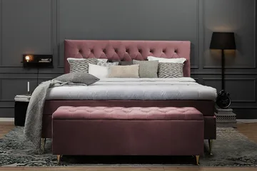 Royal Velvet Komplett Sängpaket 160x200 cm - Rosa med Höga Silverben - Möbler - Sovrum - Sängar - Kontinentalsängar