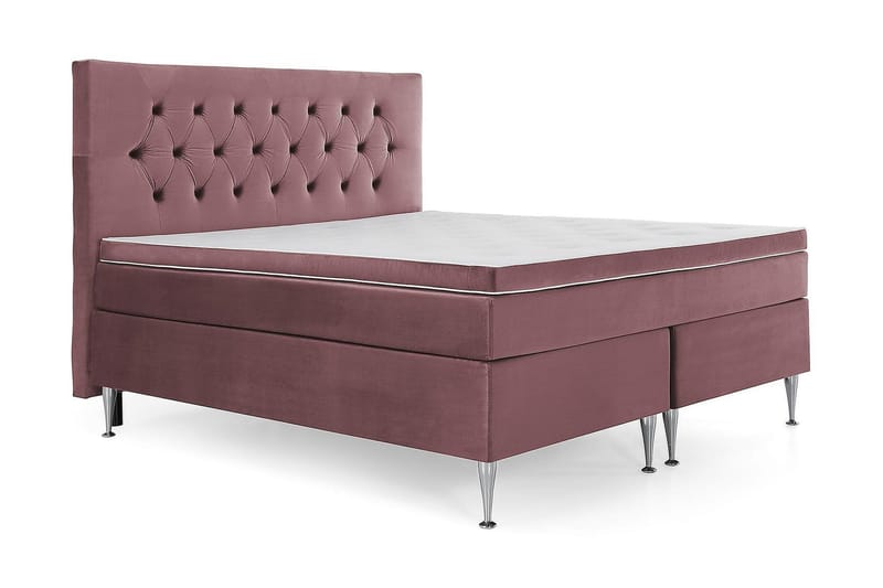 Royal Velvet Komplett Sängpaket 160x200 cm - Rosa med Höga Silverben - Möbler - Sovrum - Sängar - Kontinentalsängar