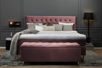Royal Velvet Komplett Sängpaket 160x200 cm - Rosa med Svarvade ben - Möbler - Sovrum - Sängar - Komplett Sängpaket
