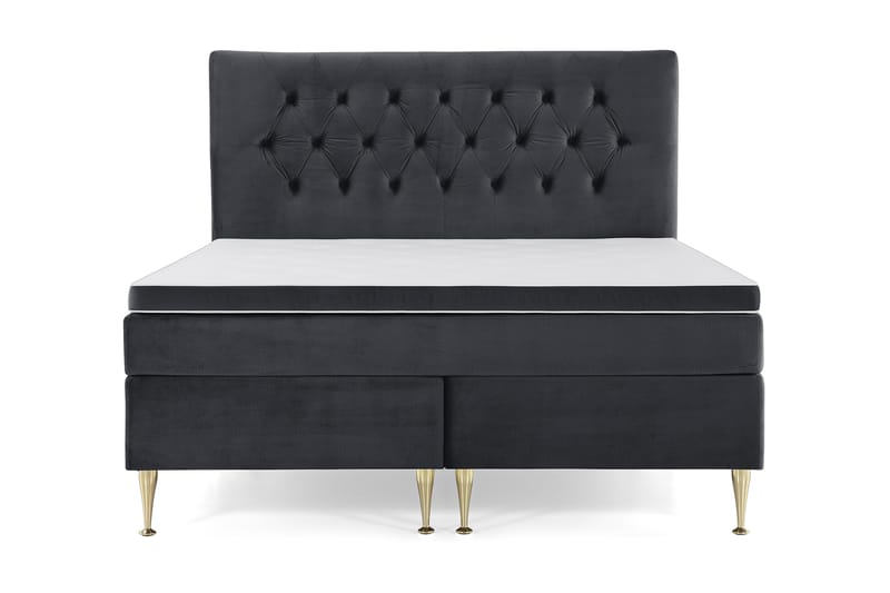 Royal Velvet Komplett Sängpaket 160x200 cm - Svart med Höga Guldben - Möbler - Sovrum - Sängar - Komplett Sängpaket