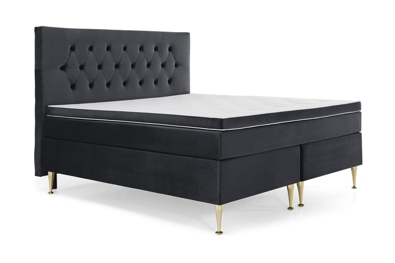 Royal Velvet Komplett Sängpaket 160x200 cm - Svart med Höga Guldben - Möbler - Sovrum - Sängar - Komplett Sängpaket