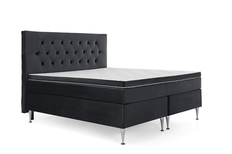 Royal Velvet Komplett Sängpaket 160x200 cm - Svart med Höga Silverben - Möbler - Sovrum - Sängar - Komplett Sängpaket