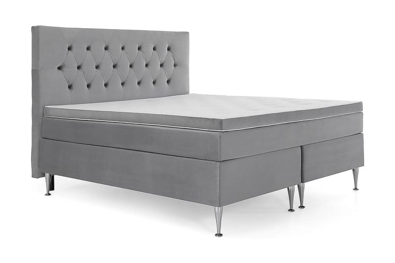 Royal Velvet Komplett Sängpaket 180x200 cm - Ljusgrå med Höga Silverben - Möbler - Sovrum - Sängar - Kontinentalsängar