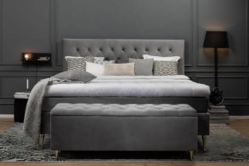 Royal Velvet Komplett Sängpaket 180x200 cm - Ljusgrå med Höga Silverben - Möbler - Sovrum - Sängar - Kontinentalsängar