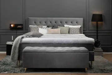 Royal Velvet Komplett Sängpaket 180x200 cm - Ljusgrå med Låga Rosében - Möbler - Sovrum - Sängar - Komplett Sängpaket