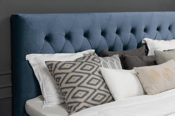 Royal Velvet Komplett Sängpaket 180x200 cm - Mörkblå med Svarvade Ben - Möbler - Sovrum - Sängar - Kontinentalsängar