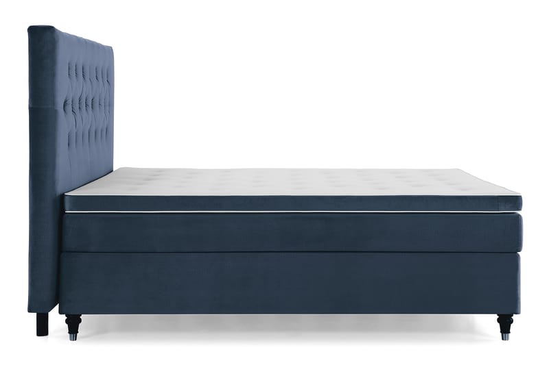 Royal Velvet Komplett Sängpaket 180x200 cm - Mörkblå med Svarvade Ben - Möbler - Sovrum - Sängar - Kontinentalsängar