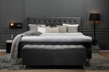 Royal Velvet Komplett Sängpaket 210x210 cm - Mörkgrå med Svarvade Ben - Möbler - Sovrum - Sängar - Komplett Sängpaket
