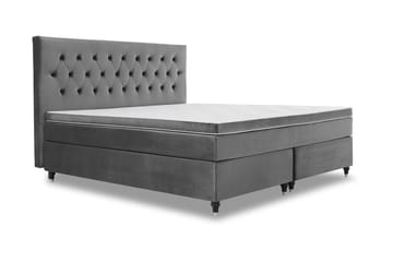Royal Velvet Komplett Sängpaket 210x210 cm - Mörkgrå med Svarvade Ben - Möbler - Sovrum - Sängar - Komplett Sängpaket