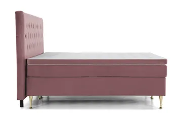 Royal Velvet Komplett Sängpaket 210x210 cm - Rosa med Höga Guldben - Möbler - Sovrum - Sängar - Kontinentalsängar
