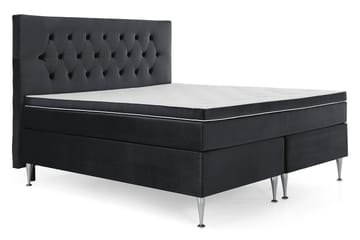 Royal Velvet Komplett Sängpaket Sammetssäng 180x200 cm - Svart med höga silverben - Möbler - Sovrum - Sängar - Komplett Sängpaket