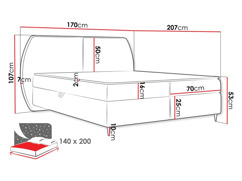 Rynricon Sängpaket Kontinentalsäng 140x200 cm - Beige - Möbler - Sovrum - Sängar - Komplett Sängpaket