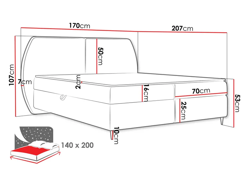 Rynricon Sängpaket Kontinentalsäng 140x200 cm - Grå - Möbler - Sovrum - Sängar - Komplett Sängpaket