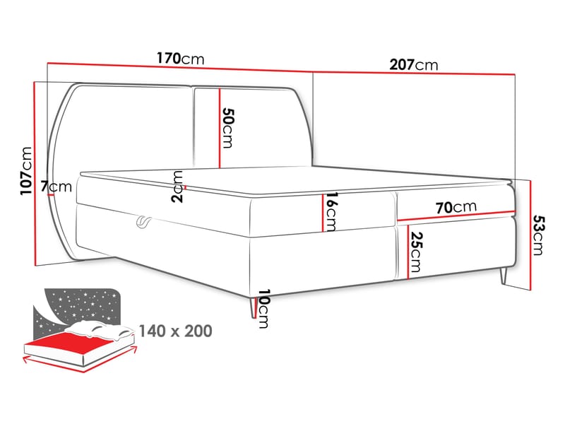 Rynricon Sängpaket Kontinentalsäng 140x200 cm - Gul - Möbler - Sovrum - Sängar - Komplett Sängpaket