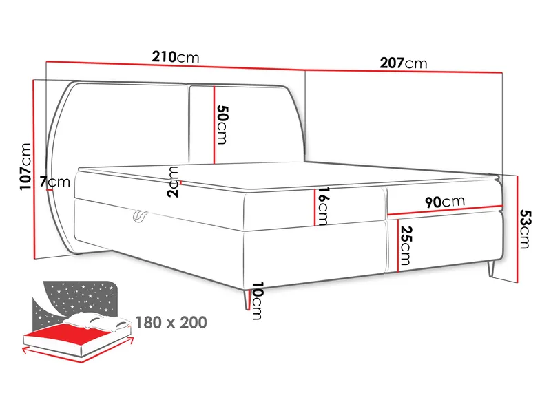 Rynricon Sängpaket Kontinentalsäng 180x200 cm - Grå - Möbler - Sovrum - Sängar - Komplett Sängpaket