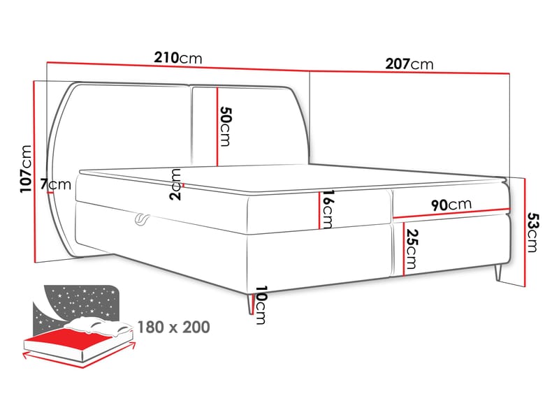 Rynricon Sängpaket Kontinentalsäng 180x200 cm - Gul - Möbler - Sovrum - Sängar - Komplett Sängpaket