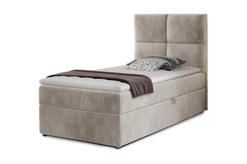 ALBIATE Förvaringssäng 90x200 cm Rutad Beige - Sängar med förvaring