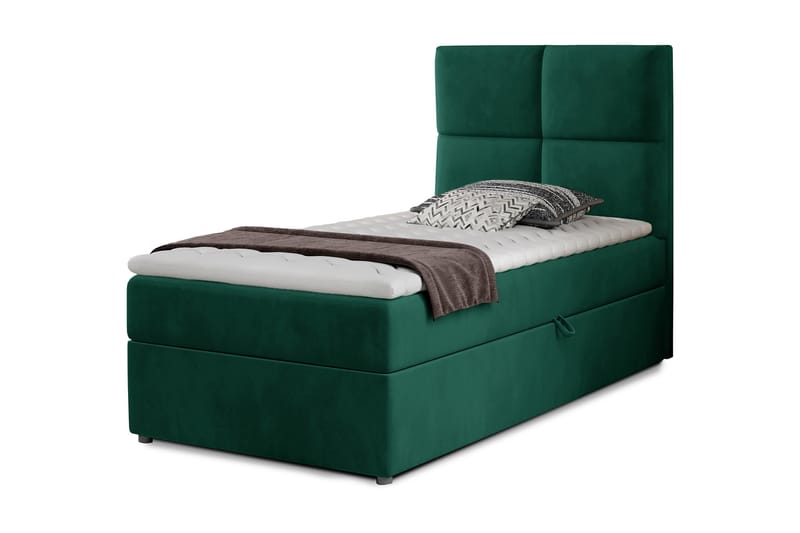 ALBIATE Förvaringssäng 90x200 cm Rutad Grön - Sängar med förvaring